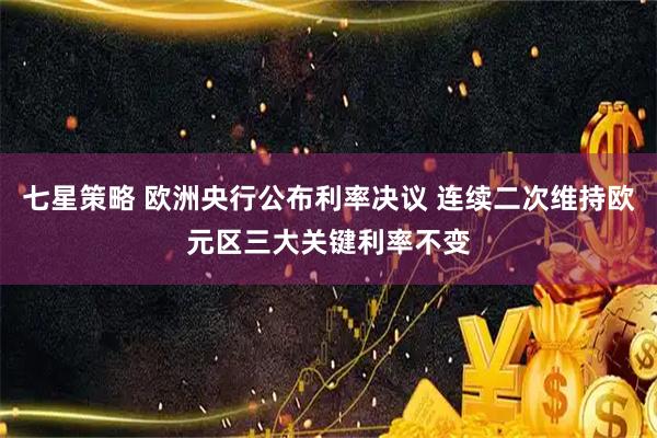 七星策略 欧洲央行公布利率决议 连续二次维持欧元区三大关键利率不变